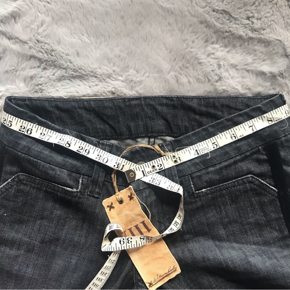 NWT Y2K Extreme Low Rise Tuxedo Stripe William Rast Savoy Flare Jeans immaculate - Picture 4 of 5